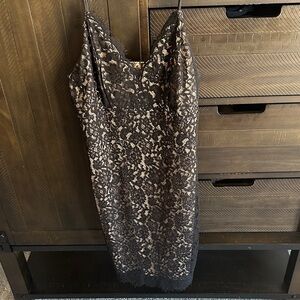 Express Black Lace Overlay Midi Dress